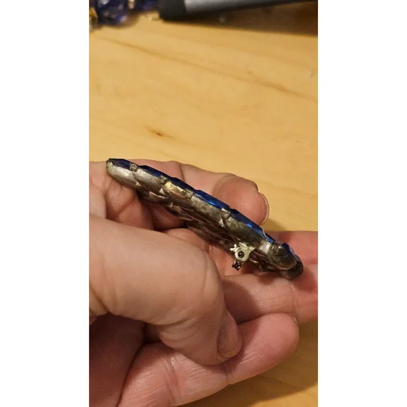 Vintage unsigned royal blue navette brooch - Picture 3 of 9